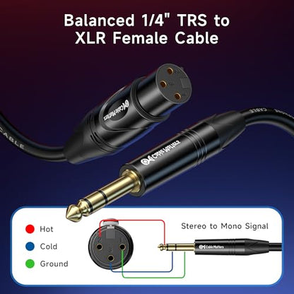 Cable Matters 6.35mm 1/4 Inch TRS to XLR Cable, Male to Female, 3ft | TRS Male to XLR Female, XLR to 1/4 Cable - size: 3 ft