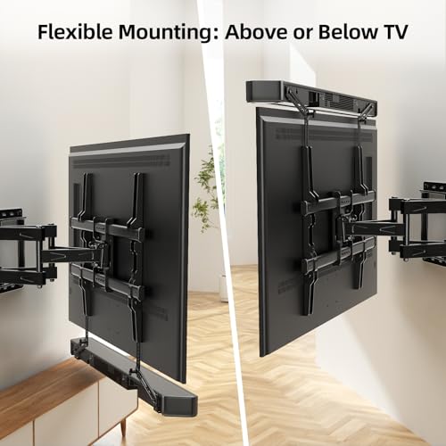 HOME VISION Full Motion TV Mount with Soundbar Bracket, 32-85" TVs, 132 lbs | ±65° Swivel & Tilt, Dual Articulating Arms, Soundbar Moves with TV, Fits 8"/12"/16" Studs,VESA 600x400 - size: 32-85" FM w/5745