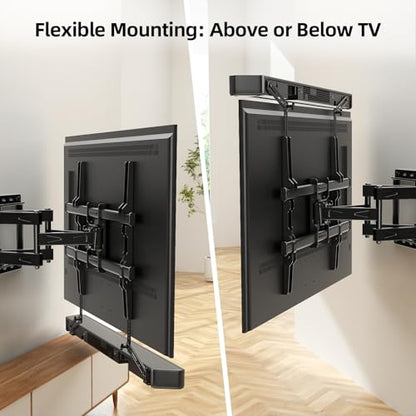 HOME VISION Full Motion TV Mount with Soundbar Bracket, 32-85" TVs, 132 lbs | ±65° Swivel & Tilt, Dual Articulating Arms, Soundbar Moves with TV, Fits 8"/12"/16" Studs,VESA 600x400 - size: 32-85" FM w/5745
