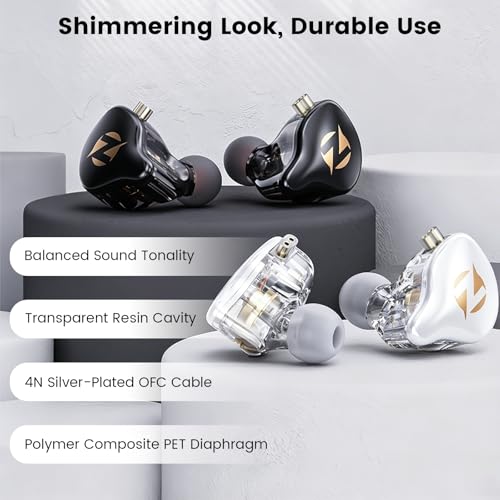 AK9 PRO Wired IEM Earbuds, Hi-Res Audio, 11mm Dynamic Driver, Detachable 2-Pin Cable, Noise Isolating in-Ear Monitors for Music, Gaming & Smartphones - color: White
