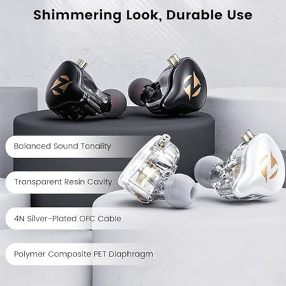 AK9 PRO Wired IEM Earbuds, Hi-Res Audio, 11mm Dynamic Driver, Detachable 2-Pin Cable, Noise Isolating in-Ear Monitors for Music, Gaming & Smartphones - color: White