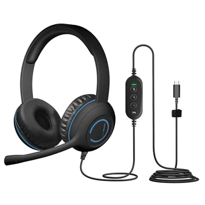 Cyber Acoustics AC-5014 USB-C Headset for PC, Mac, Tablets, 20 Pack | Wired USB Headphones with Mic, In-Line Volume and Mute Controls, Classroom or Home, Made with 60% Recycled Plastic - size: 20 Pack