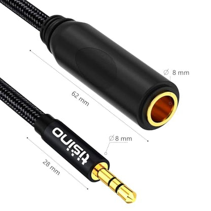 Tisino 1/4 to 3.5mm Adapter, 1/4" Female to 1/8" Male Stereo Audio Adapter for Headphone, Amplifiers, Guitar, Amp etc. - 5ft/1.5m | 1/4 to 1/8 Stereo Audio Interconnect Cable for Headphones/Amplifiers/Guitar/Amp/Speaker, Shielded TRS Jack Extension - size