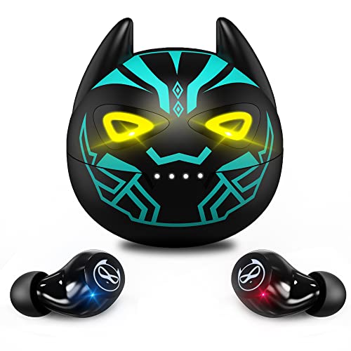 Kids Wireless Earbuds for Small Ears, Touch Control Headset in-Ear Wireless Headphones, Bluetooth 5.3 Noise Reduction Earphones with Blinking Eyes Charging Case - color: B87