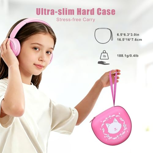Kids Headphones Case for Tonies/iClever Etc Headphone,Cat Red,Case Only | for iClever BTH12 HS19 BTH20 BTH22 BTH26/Candy Bila/Acer/JBL Junior 320/MIDOLA/JoySpark/ADOOPE Etc Girls Boy Kid Headphone - color: Cat Red