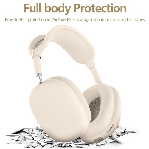 3-in-1 Silicone Case Cover for AirPods Max 2/AirPods Max Headphones, Apple AirPod Max Accessory Protective Cover, Headband/Ear Cups/Ear Pad Covers, Anti-Scratch and Sweatproof (All Starlight) - color: All starlight