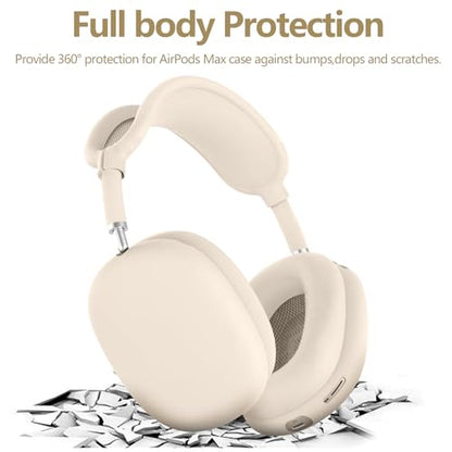 3-in-1 Silicone Case Cover for AirPods Max 2/AirPods Max Headphones, Apple AirPod Max Accessory Protective Cover, Headband/Ear Cups/Ear Pad Covers, Anti-Scratch and Sweatproof (All Starlight) - color: All starlight