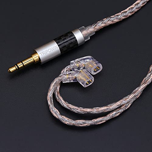 Linsoul Tripowin Jelly 16-Core Hybrid Mixed Conductor IEM Upgrade Cable | 21 Wires Per Core, OCC+Alloy Copper Graphene+OCC Mixed, Braided Wire for Audiophile Musician, 3.5mm, Recessed 2pin - size: Recessed 2-Pin, style: 3.5mm