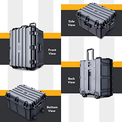 Lykus HC-7240 Hard Case with Wheels and Foam, Inner Size 25.7*19.49*14.96in | IP67 Waterproof, Pluckable Foam, Suitable for Cameras, Lenses, Electronic Equipment and More - size: HC-7240: 31.1x24.41x18.5 inch