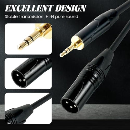 XLR Male to 1/8"(3.5mm) TRS Stereo Male Jack Mic Cable, Audio Cord 1M | Balanced Gold-Plated Plugs,Clear Sound, Low Noise,Tight Fit, Flexible PVC, For Amplifier, Laptop, Speaker - size: 3 Feet, style: XLR Male