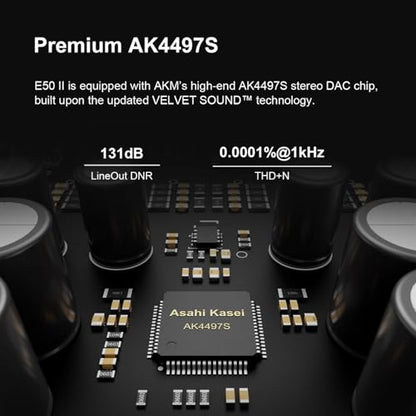 Topping E50 II Desktop DAC Preamp, USB/Optic/Coaxial/Bluetooth Inputs, AK4497S Balanced Digital to Analog Audio Converter, 10-Band PEQ, Balanced TRS/RCA Output, HiFi Decoder with APP Control, Black