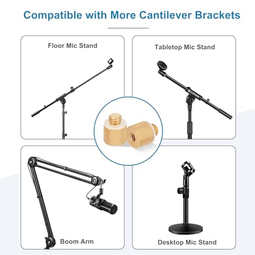 2 Pack Camera Screw Adapter, 3/8"-16 Male to 1/4"-20 Female Screw Thread Adapter Set for Tripod Stand, Microphone Stand, Mic Mount, and Camera Monitor (Brass)