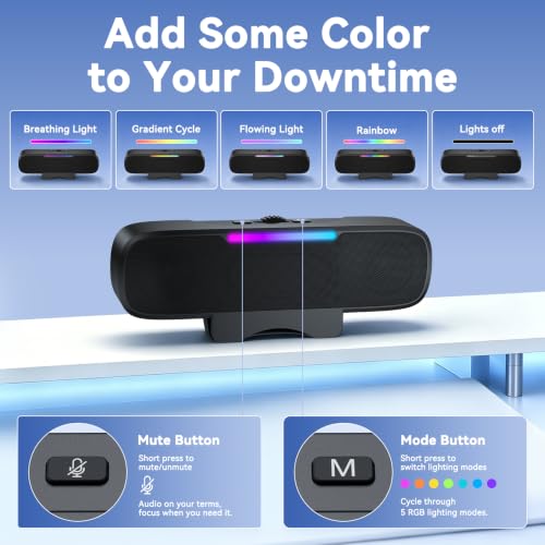 OHAYO Computer Speakers for Desktop PC Monitor, USB Plug-in, G-Sensor