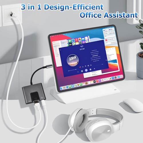 Lightning to RJ45 Ethernet Adapter Network Adapter, Support 10/100Mbps Ethernet Network, with Lightning Charge Port and 3.5mm Audio Jack, Compatible with iPhone 14 13 12 11/iPad - size: Lightning