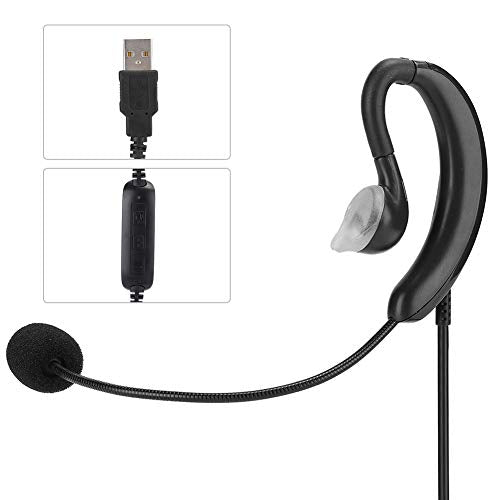 USB Computer Headset with Microphone, Wired Earbuds with Ear Hook and Inline Controls for Laptop PC Gaming Call Center