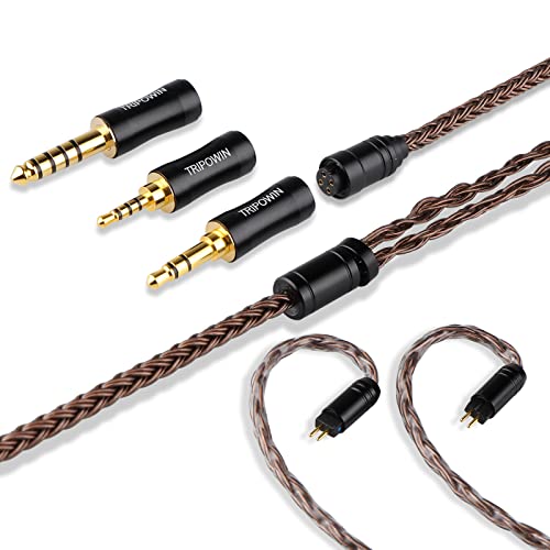 Linsoul Tripowin Amber 32AWG OFC Oxygen Free Cable HiFi IEM Cable with Interchangeable 2.5mm/3.5mm/4.4mm Plug, PVC Sleeve Replacement Cable for Audiophile(2pin 0.78mm) - size: 2-Pin