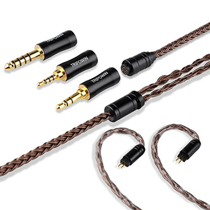 Linsoul Tripowin Amber 32AWG OFC Oxygen Free Cable HiFi IEM Cable with Interchangeable 2.5mm/3.5mm/4.4mm Plug, PVC Sleeve Replacement Cable for Audiophile(2pin 0.78mm) - size: 2-Pin