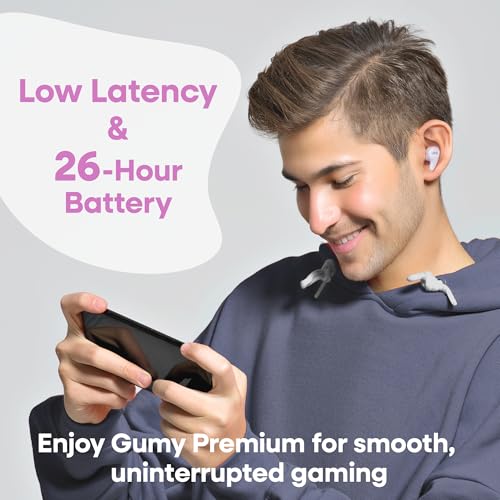 JVC Gumy Premium True Wireless Earbuds Noise Cancelling, Bluetooth 5.4 Headphones 26H Battery, ANC Ambient Mode, Gaming Low Latency, USB-C Case - color: Grape