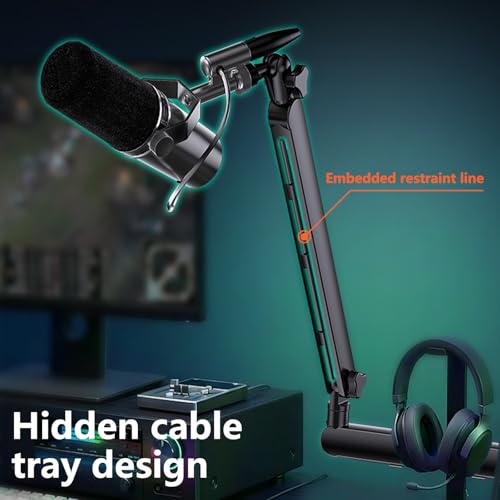 Functional Metal Mic Stand with Cable Management Systems Perfect for Live Broadcast Vocal Adjustable Boom Arm