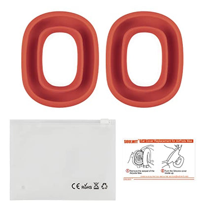 SOULWIT Sweat Proof Silicone Ear Cover for AirPods Max, Comfortable Fit for Gym Exercise, Easy to Clean, No Sound Quality Loss - Red - color: Red