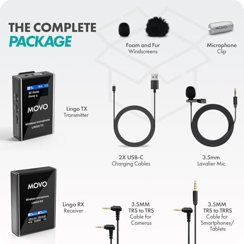 Movo Lingo 48-Channel UHF Wireless Microphone System for Camera - Wireless Camera Mic Compatible with Canon EOS, Nikon, and Sony DSLR Cameras - for Filmmaking, Vlogging, Interviews, Content Creation - style: 1 Transmitter