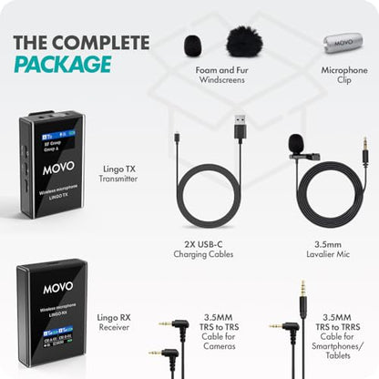 Movo Lingo 48-Channel UHF Wireless Microphone System for Camera - Wireless Camera Mic Compatible with Canon EOS, Nikon, and Sony DSLR Cameras - for Filmmaking, Vlogging, Interviews, Content Creation - style: 1 Transmitter