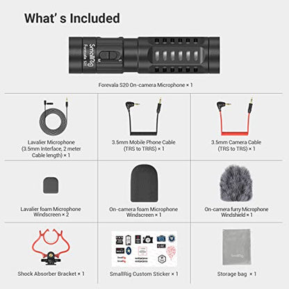 SMALLRIG Shotgun Mic for Camera and HawkLock H18 Quick Release Support with Cold Shoe