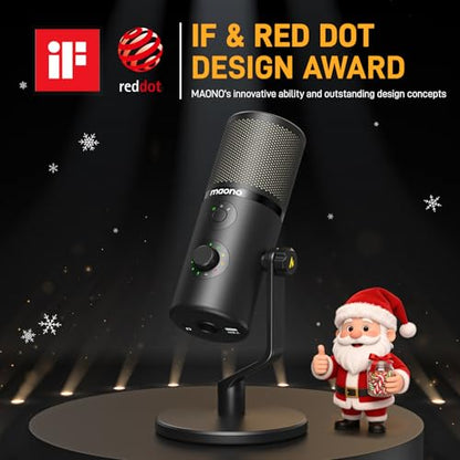 MAONO USB Microphone for Gaming Streaming, Podcast Condenser mic with 3 Polar Patterns Software for Twitch TikTok YouTube Discord, Profession Studio Recording Mic for Computer PC Mac DM50
