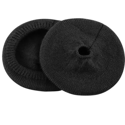 Earpads Sweater Cover Protectors with Knit Fabric for Beats Solo 3/2, Solo HD/Mixr/EP Headphones and Other Headsets with 1.57-3.14 Inch Ear Cushions [ 2 Pairs ] (Black)