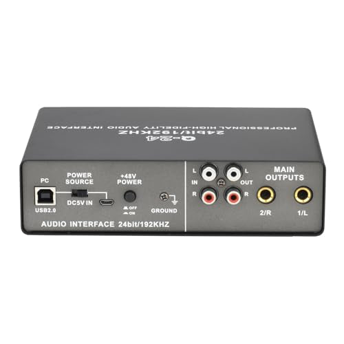 USB Audio Interface, 2 Channel Recording Interface with XLR TRS Phantom Power for Guitar Bass Microphone, Studio Quality 24 Bit 192KHz Sound Card for Streaming Podcasting Music