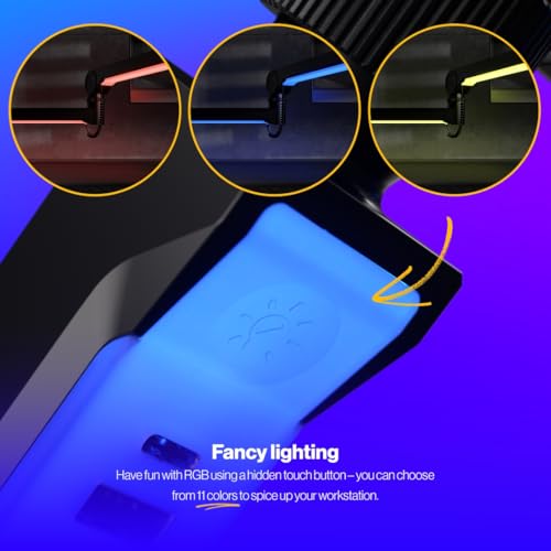 ENDORFY Broadcast Low Profile RGB Boom Arm, Premium Low Profile Microphone Smartfone and Light Arm with Cable, Rotatable, LED Lights with Controller