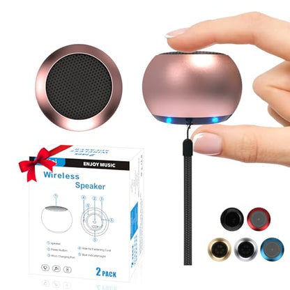 2Pack Portable Mini Speaker, Bluetooth Tiny Speaker,Wireless Micro Speaker for Phone/PC/Tablet, Rechargeable Battery, Built-in Microphone, Pink - color: Pink