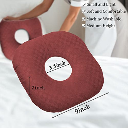 Ear Piercing Pillow with Hole for Cartilage Piercings, CNH Support - color: Dark Red