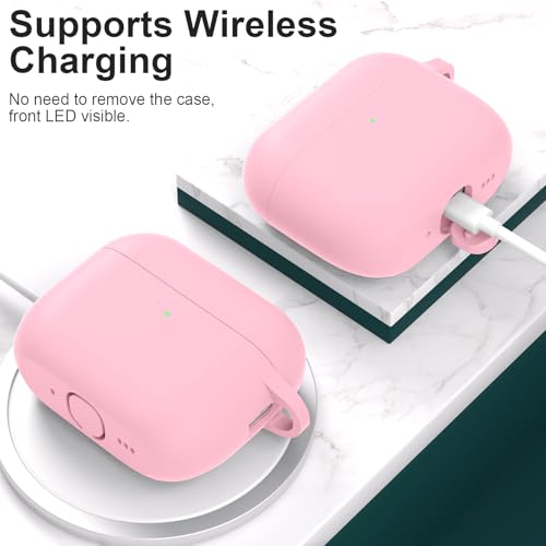 for AirPods Pro 3 Case Cover, Protective Soft Silicone with Keychain Cleaning Pen for Women Men for Apple AirPods Pro 3rd Generation Case(2025), Front LED Visible, Light Pink - color: A-Pink