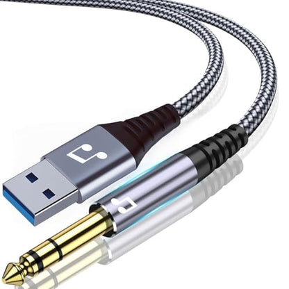 USB to 1/4 inch TRS Audio Stereo Cable 6.6FT,USB-A to 6.35mm Quarter inch Aux Jack Stereo Audio Cable for PC, Laptop, Amplifier, Mixer, Home Theater, Speaker ect - size: 6.6FT, style: USB to 1/4 TRS Audio Cable