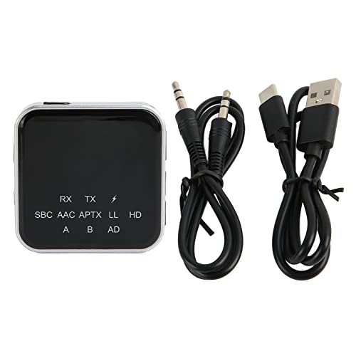 Bluetooth 5.2 Transmitter Receiver, AptX Adaptive HD Adapter, Dual Mode, Low Latency Audio with 3.5mm AUX Connector for TV/PC and Home Stereo Systems