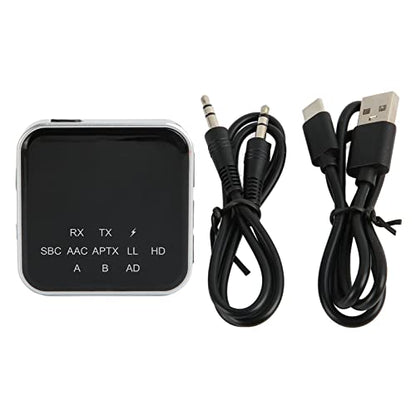Bluetooth 5.2 Transmitter Receiver, AptX Adaptive HD Adapter, Dual Mode, Low Latency Audio with 3.5mm AUX Connector for TV/PC and Home Stereo Systems