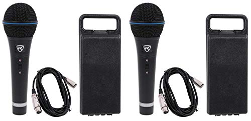 Rockville RMM-XLR 2-Pack Dynamic Supercardioid Microphones with XLR Cables | 50Hz-15kHz, 600 Ohm, -60dB Sensitivity, Metal Bodies, On/Off Switches, 2 10' XLR Cables, 2 Mic Clips, 2 Carry Cases, 2-Items
