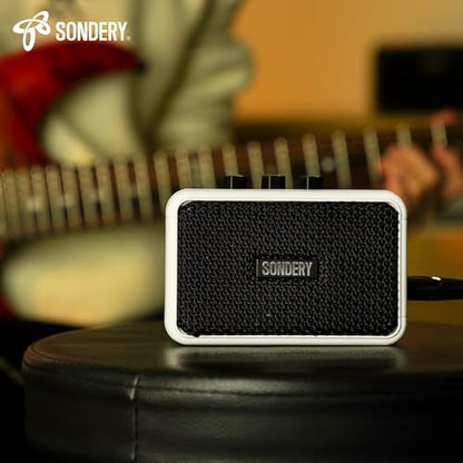 Sondery Portable Mini Guitar Amp,Rechargeable 5W Small Electric Amplifier | With Overdrive/Clean Effects and Bluetooth,Two Speakers,For Practice and Traveling,White - color: White