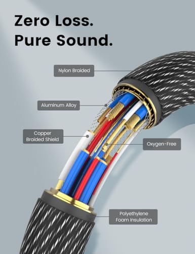 MOSWAG 2 RCA Extension Cable Male to Female Shielded RCA Cables Stereo 6FT | RCA Audio Cable Gold Plated Nylon Braided Shielded for Subwoofer Speaker Amplifier Receiver Home Theater Hi-Fi System - size: 6FT
