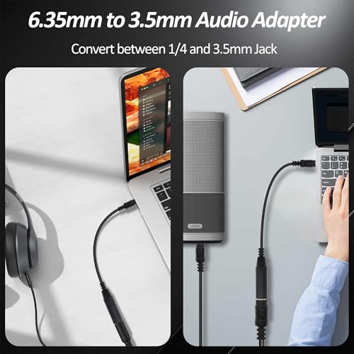 6.35mm 1/4 to 3.5mm TRS Headphone Extension Cable Audio Adapter 30cm | 1/4 Inch Female to 1/8 3.5mm Male,Stereo,for Headsets Amplifiers Guitar Speakers 2pcs