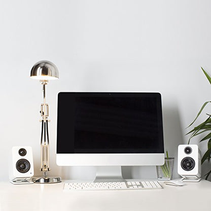 Kanto YU2GW PC Gaming Desktop Speakers | 3" Composite Drivers | 3/4" Silk Dome Tweeter | Class D Amplifier | 100 Watts | Built-in USB DAC | Subwoofer Output | Pair | Gloss White - color: Gloss White