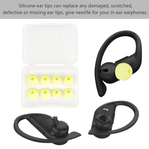 Replacement Earbud Tips Silicone Eartips Compatible with Powerbeats Pro Beats Wireless Earphone Headphones Ear Tips Earbud Replacement Tips, 4 Pairs Yellow - color: Yellow