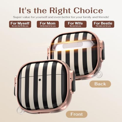 for AirPods 5/4 Case(2026/2024) with Double Safety Lock,Black White Stripes - color: Black White Stripes, size: AirPods 5/4 Case (2026/2024)