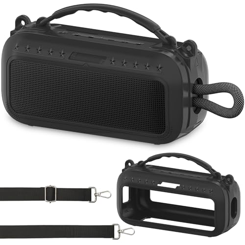 JCHPINE Silicone Cover Case for Bose SoundLink Plus Portable Speaker | Protective Soft Silicone Case with Carrying Handle and Shoulder Strap (Black) - color: Black Case