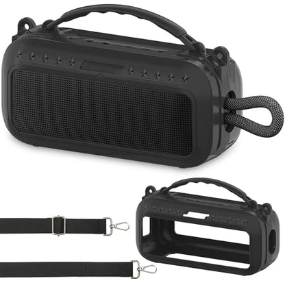 JCHPINE Silicone Cover Case for Bose SoundLink Plus Portable Speaker | Protective Soft Silicone Case with Carrying Handle and Shoulder Strap (Black) - color: Black Case