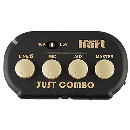 Maker hart Just Combo - Podcast mini 3 Channel audio mixer with Stereo/Bluetooth/Mic with microphone power Input, 2 outputs & USB Audio out, Easy for Video conference