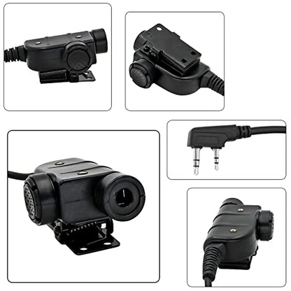 Tactical U94 PTT 2Pin, Push to Talk for UV-5R Series | Civilian Connector for COMTA Headset,Clothing Clip Design,Lightweight Cable - style: SY