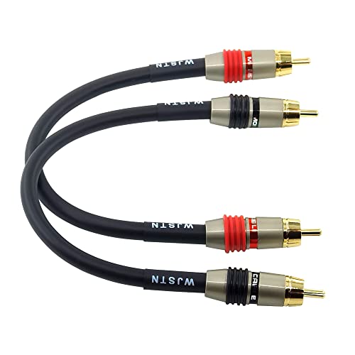 WJSTN RCA to RCA Audio Cable Subwoofer Cable, Digital Coaxial Audio Cable RCA Male to RCA Male Dual Shielded Wire -Black 2pack (6in)