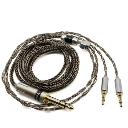 Youkamoo Silver Plated Braided Replacement Audio Upgrade Cable Compatible with Hifiman HE4XX, HE-400i Headphones, 6.35mm to Dual 3.5mm Over-Ear Headphone Cord
